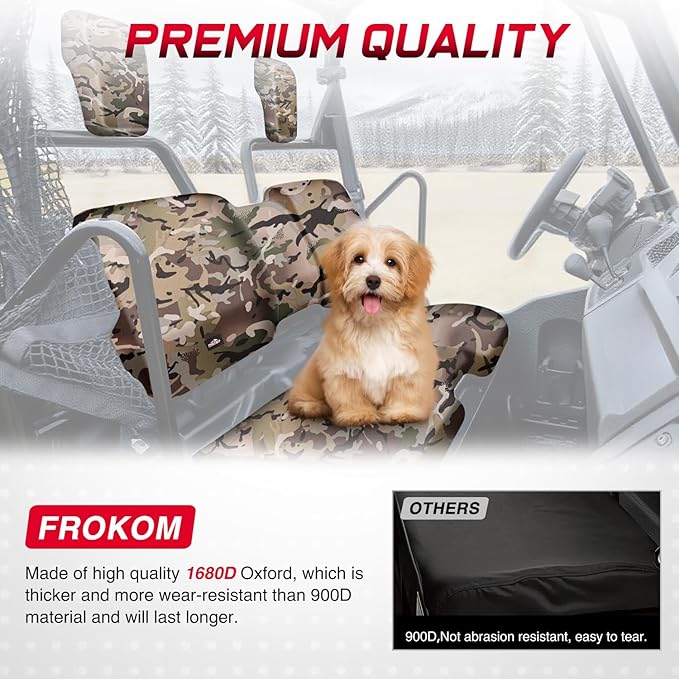 Frokom UTV Seat Covers Fit for Pioneer 700/700-4 2014 2015 2016 2017 2018 2019 2020 2021 2022 2023 2024 2025, Waterproof 1680D Durable Fabric-Camo