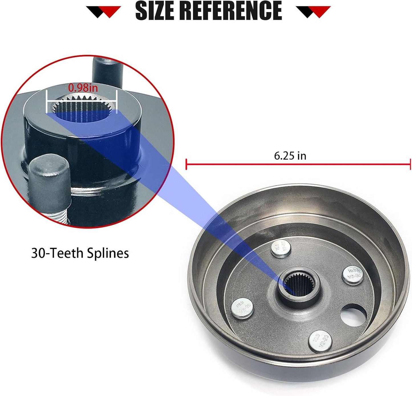 LOSTAR Golf Cart Brake Drum Hub Assembly with 30 Splines Compatible with 1991-up EZGO TXT RXV Marathon Medalist 4 Cycle Gas Replaces 21807G1