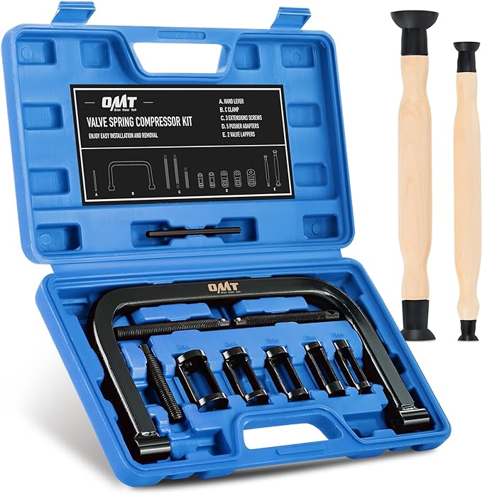 Orion Motor Tech Valve Spring Compressor, 10 Piece Spring Clamp Tool Kit with C Clamp, Collet Pusher Adapters, Extension Rods, and Lever for Car, Motorcycle, ATV, and Small Engine Repairs