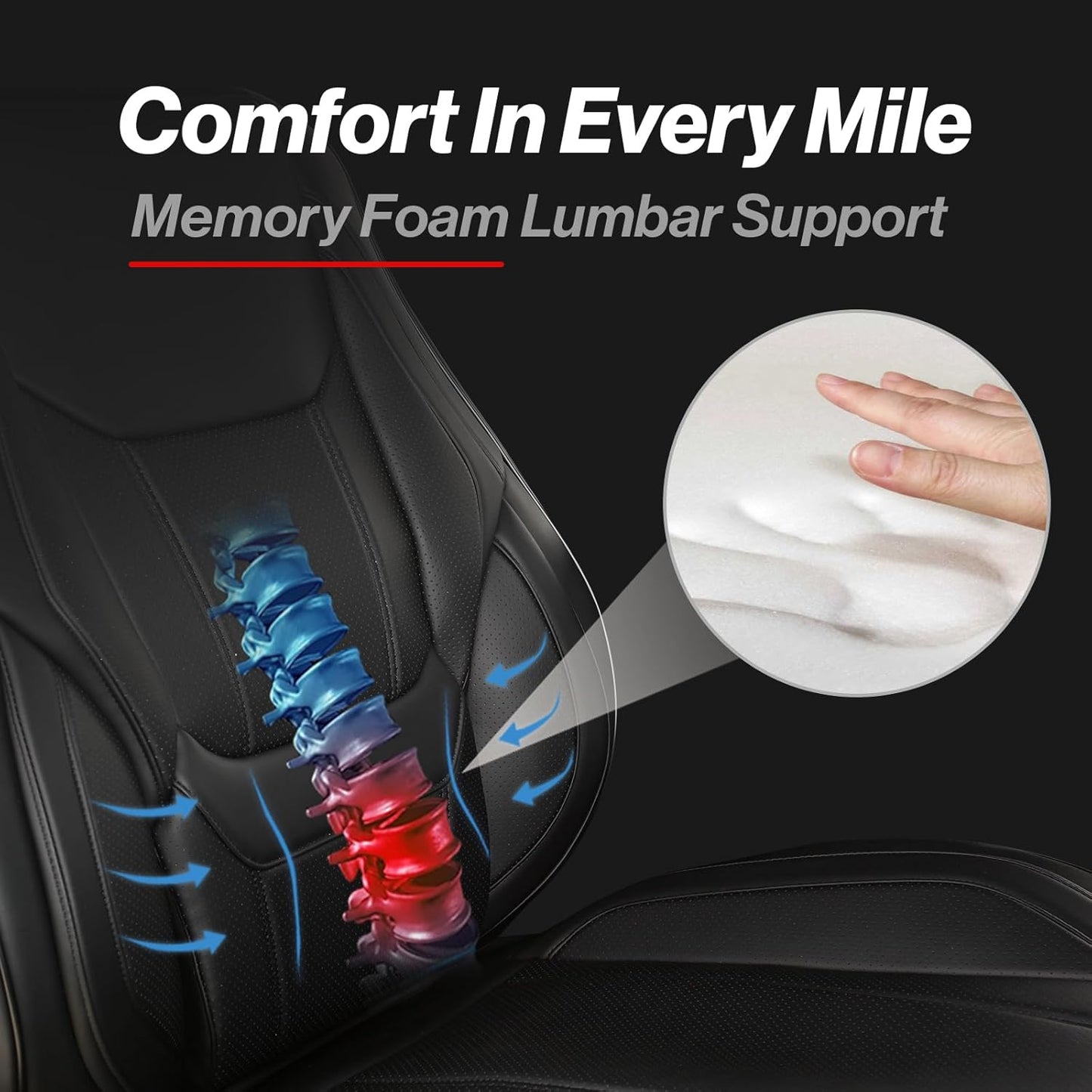 Coverland Custom Car Seat Covers Compatible with 2011-2018 RAM 1500 Quad Cab, Crew Cab - Premium Leather Non-Slip Waterproof Custom Interior Protector Full Set-Black [See Size Chart-Size X144]