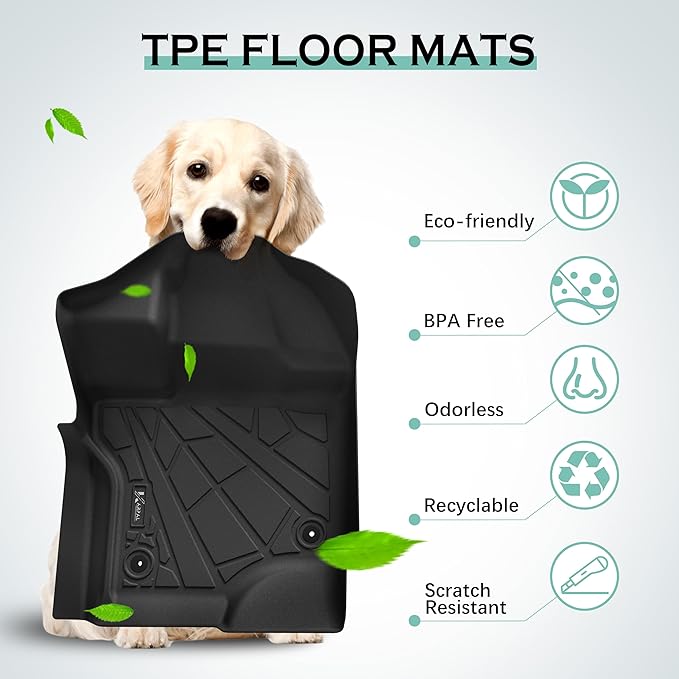 KARPAL Floor Mats Fit Ford F-150 Supercrew/Supercab 2015-2026 (Includes 22-26 Lightning Model) Custom Fit All Weather TPE F150 Accessories Car Mats Front Floor Liners