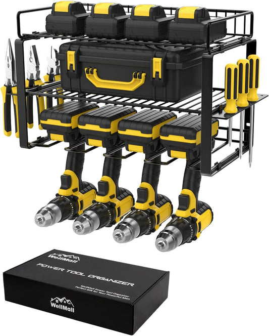 Power Tool Organizer Holder - Wall Mount Style for Power Tool Drill as Heavy Duty Tool Shelf & Tool Rack with Compact Packed with Color Box, Great Gift for Man
