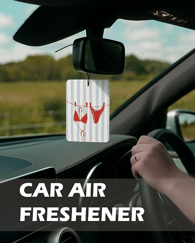 Preppy Beach Lemon Cologne Car Air Freshener 4 Pcs, Meet Me at the Beach Hanging Air Freshener for Cars Bathroom Dorm Books Decor, Summer Girly Accessories Gifts for Women Girls
