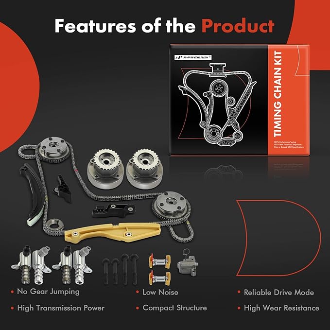 A-Premium 21-PC Engine Timing Chain Kit with VVT Sprocket Compatible with Ford F-150 F150 2011 2012 2013-3.5L