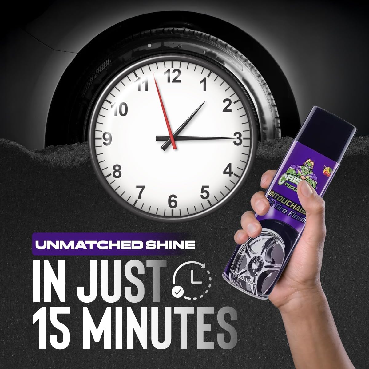 Untouchable Tire Shine Spray – Long-Lasting Wet Tire Finish for Deep Gloss & Protection – Waterproof Tire Shine, Easy Application, Premium Tire Cleaner Shine