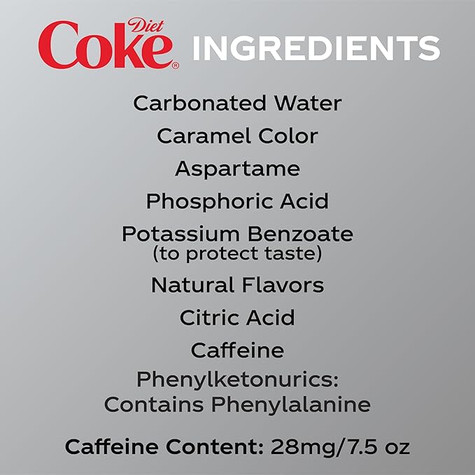 Diet Coke Soda Soft Drinks, 7.5 fl oz Cans, 6 Pack - Mini Soda Cans, Diet Cola