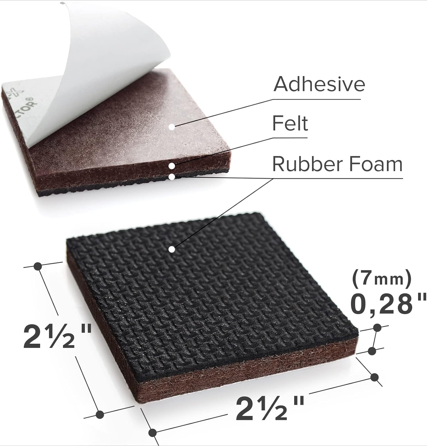 Non Slip Furniture Pads X-PROTECTOR – 16 PCS Furniture Grippers 2 1/2" - Ideal Self-Adhesive Rubber Feet for Furniture Feet – Non Skid Furniture Pads Floor Protectors – Keep Furniture in Place!