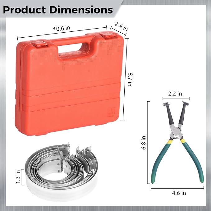 Master Piston Ring Compressor Kit - Heavy Duty Auto Engine Piston Ring Installer with 1 Pliers and 14 Bands (62-145mm/2.44-5.71in), Removal Tool Kit for Car, Truck, Race Car Engines