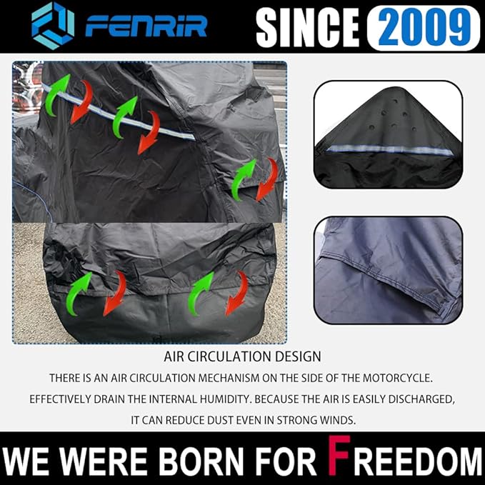 FENRIR 104" Motorcycle Cover Waterproof Outdoor Storage Compatible with Harley Davidson Street Glide Road Glide Electra Glide Road King Indian Challenger Chieftain Springfield R18B Honda Golde Wing