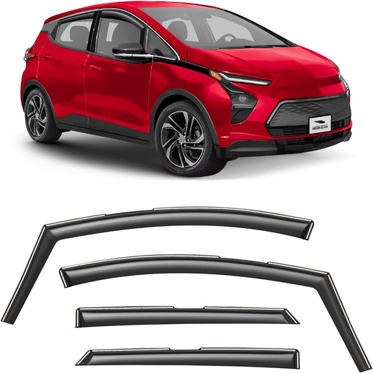 Voron Glass in-Channel Extra Durable Rain Guards for Chevrolet (Chevy) Bolt EV 2017-2023, Window Deflectors, Vent Window Visors, 4 Pieces - 200647