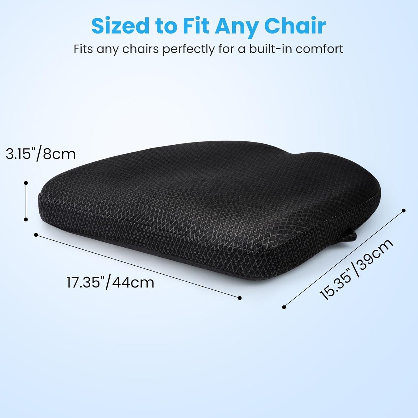 Office Chair Cushion - Breathable Pressure Relief Seat Cushion with Hours Sitting on Gaming/Car/Wheelchair, Extra-Dense Air Fiber for Orthopedic Coccyx, Sciatica & Hip Support (Dark Gray)