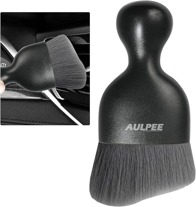 Alupee Car Detailing Brush, Curved Soft Bristles Auto Removal Dust Collectors, Universal Vehicle Dashboard, Air Conditioner Vents etc RV Interior Cleaning Tool Accessories (Gray)