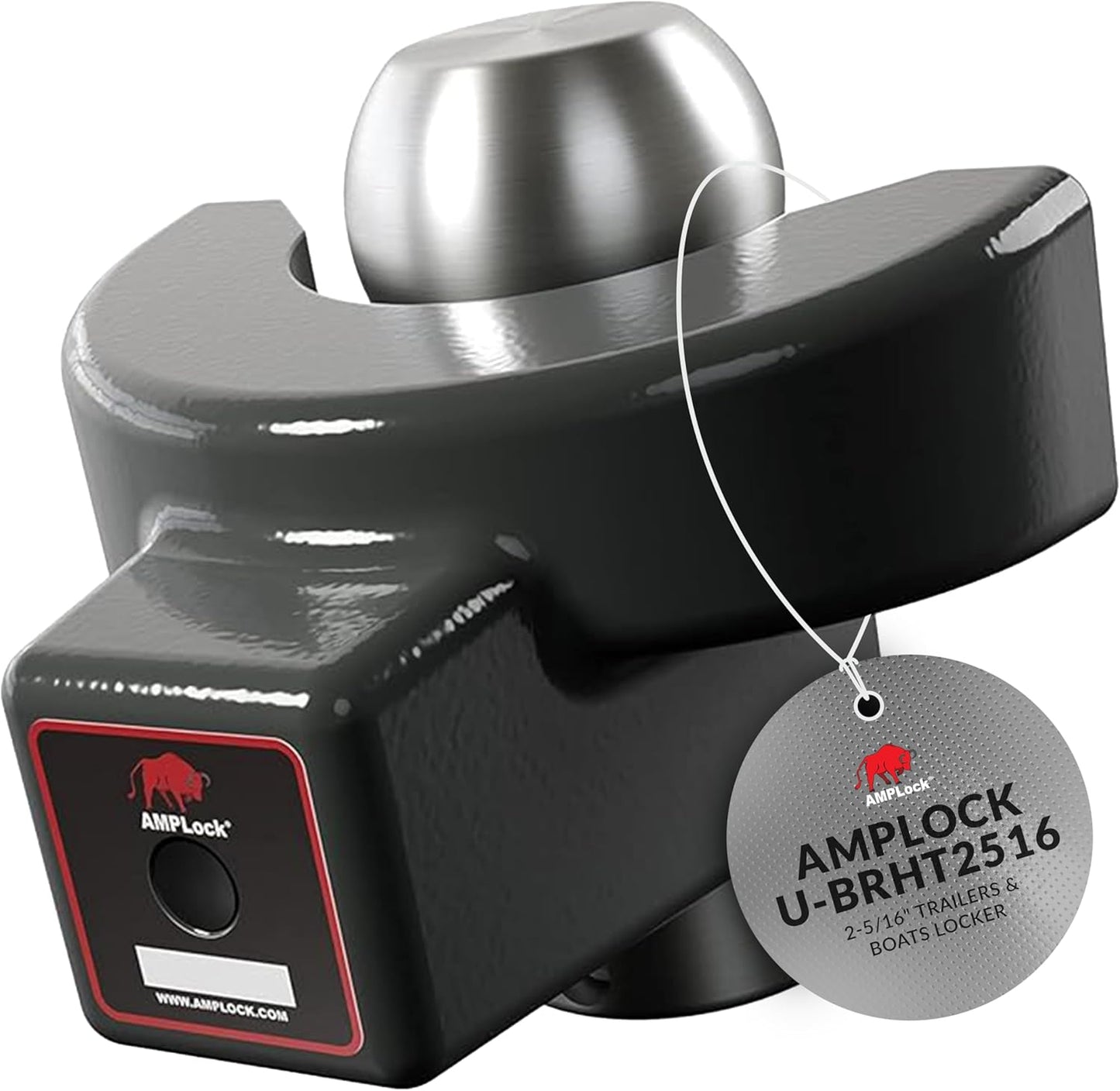 AMPLock - U-BRHT2516 2-5/16" Trailer Ball Hitch Lock - Titan Weld-on Design for Boat, RV, and RVs & Travel Trailer Hitch Coupler Locks, Patented 2-Parts Anti-Theft Lock with Push & Locking System