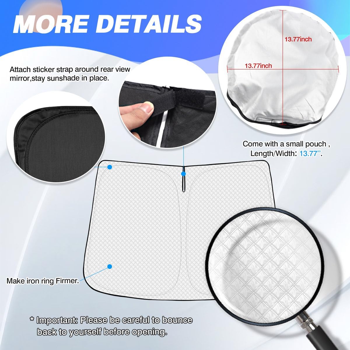 Windshield Sun Shade for Honda CR-V 2017-2022 CRV Accessories Thicken 6-Layer Foldable Front Window Sunshade Cover Sun Visor Protector Block UV Rays Keep Vehicle Cool