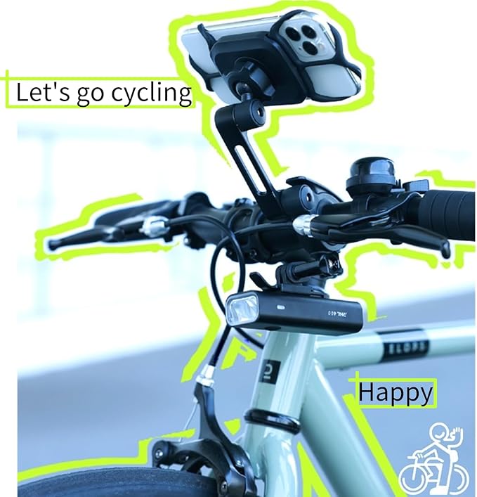 Rcool Universal Bike Phone Mount Holder,with Buckle Mount Base, 360°Rotation Four Corner Fixation for Bicycles Scooter eBike Dirt Road Cruiser Jogging Stroller Torch Light Dash Cam，Silver