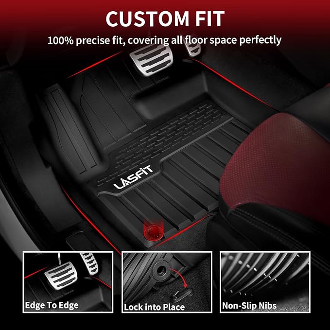 LASFIT Floor Mats Fit for Land Rover Range Rover Sport 2014-2022, Custom Fit TPE All Weather Waterproof Floor Liners 1st & 2nd Row Car Mats, Black, Easy to Clean