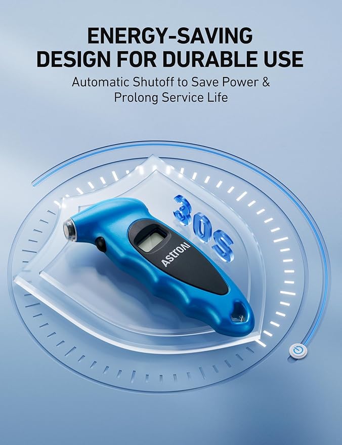 AstroAI Digital Tire Pressure Gauge 0-150PSI, Accurate in 0.1 Increments, Backlit LCD and Presta Valve Adaptor Included, 4 Units of Measurement for Car Truck Bicycle, Blue