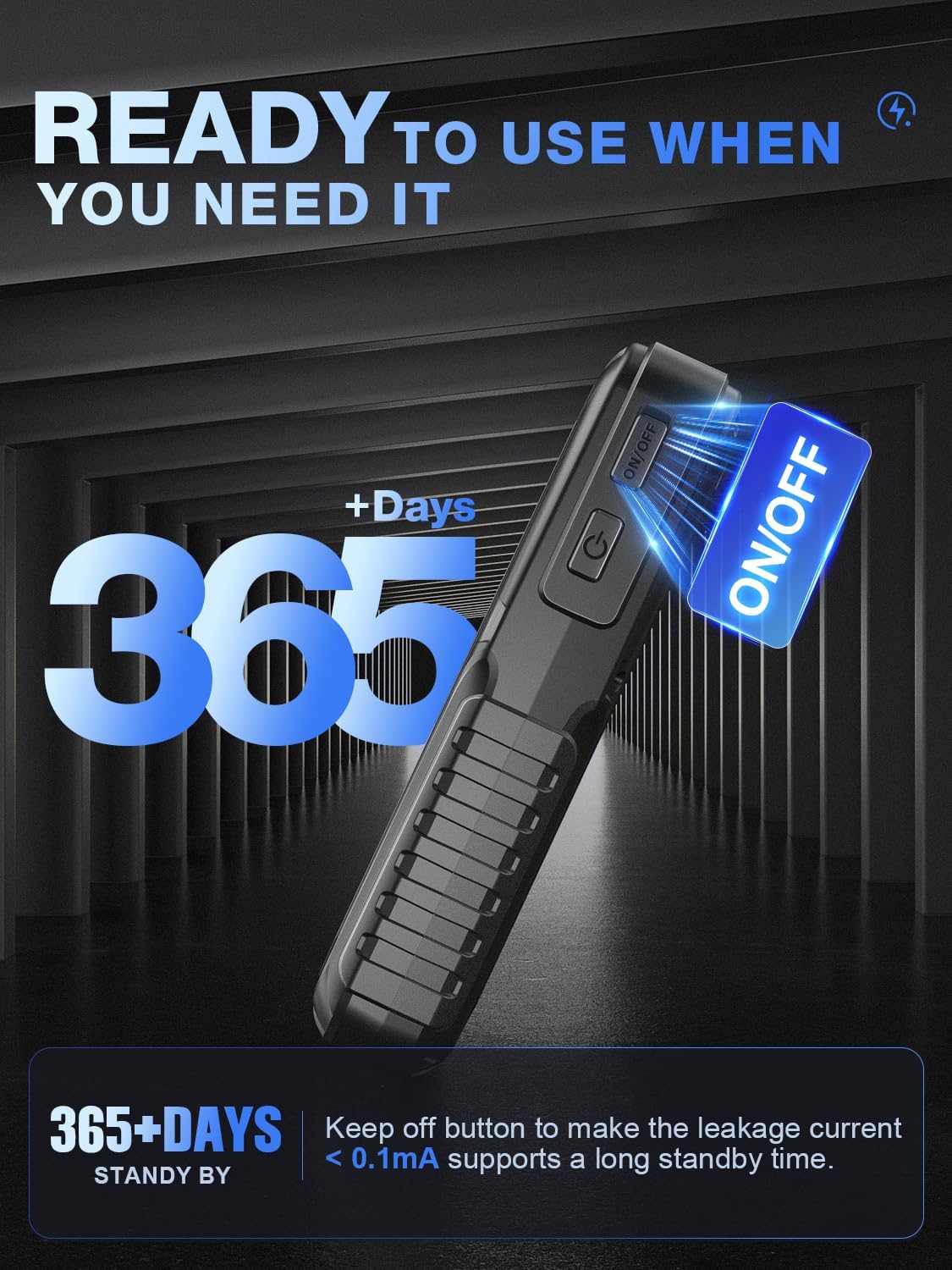 NWISE Car Jump Starter, 2000A Peak 20000mAh Portable Battery Starter with Smart Safety Jumper Clamps,12V Jump Boxes with Dual USB Quick Charge 3.0, LED Light