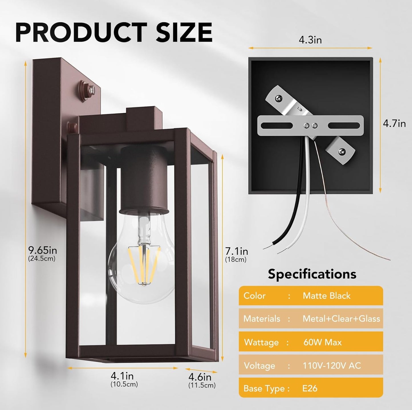 PARTPHONER Dusk to Dawn Outdoor Light Fixtures, 2-Pack Sensor Porch Lights, Waterproof Exterior Wall Sconce Lighting Lamp, Waterproof Wall Lantern for House, Doorway, Garage (Oil Rubbed Bronze)