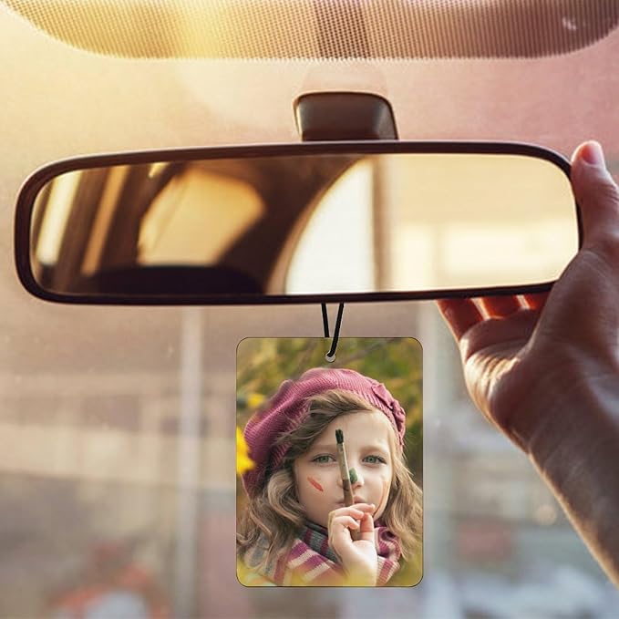 Custom Air Freshener for Car with Photo Text Picture Both Sides, Personalized Gift for Valentine’s Day Birthday- Ideal for Car Wardrobe Bathroom Hanging Ornaments