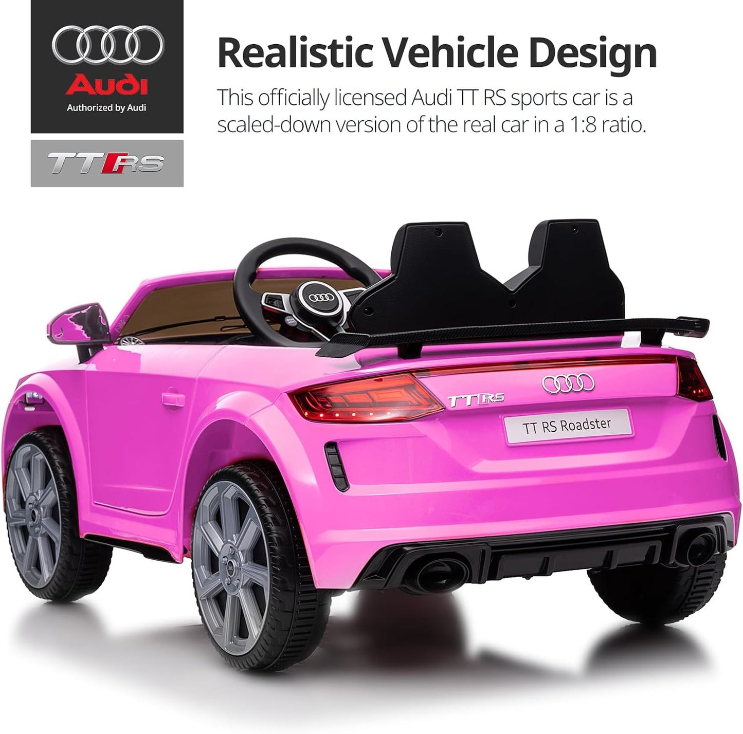 Electric Car for Kids, Licensed Audi 6V Kids Ride on Car Toy for Toddlers with Remote, Bluetooth - Pink