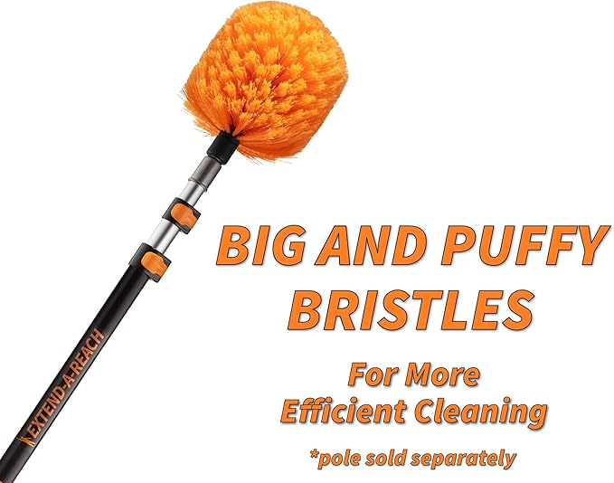Cobweb Duster Head Brush // Spider Web Brush for Outdoor & Indoor Web Cleaning // Twist-On Corner Duster Fits Standard Acme Threaded Extension Poles // Best Cobweb Brush Head (Pole Sold Separately)