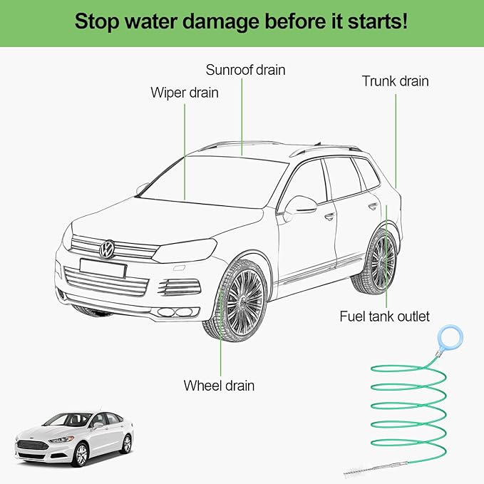 Auto Sunroof Drain Cleaning Tool Long Flexible Drain Brush for Clogged Pipes Tube Cleaning Brush for Car Sunroof, Car Wiper, Fuel Tank Drain Hole, Door Drain Hole, Sunroof Drain Pipe(3 Pack)
