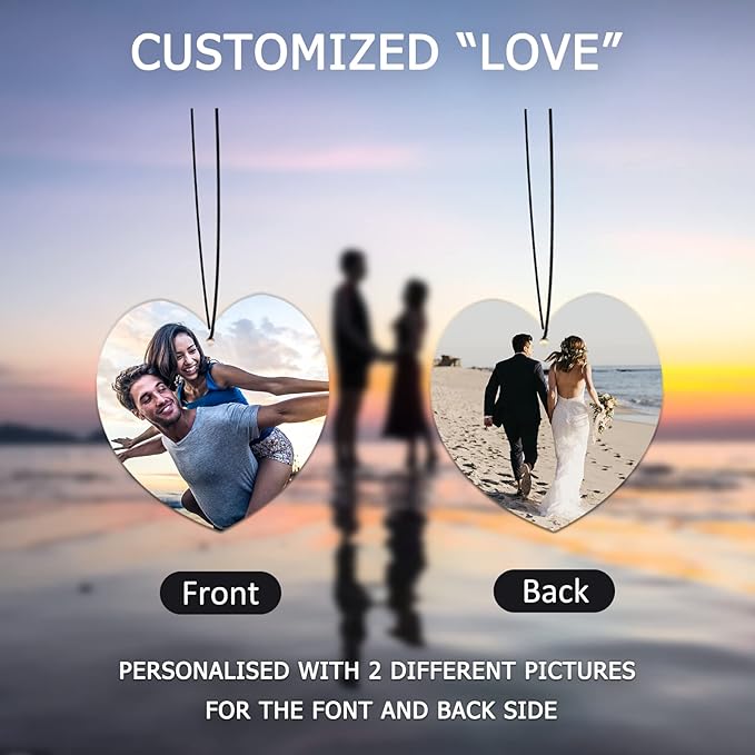Custom Air Freshener for Car - Double Sided photo Personalized Air Freshener for Car with Multiple Fragrances Decorations for Wardrobe, Bathroom,Hanging Ornaments (Unique Scented Gift) (Heart)