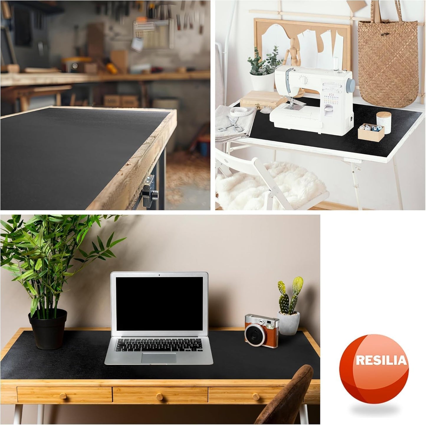 RESILIA Work Bench Mat - 15” X 36”, Scratch-Resistant PVC Mats - Protect Your Workbench, Table, or Tool Station from Painting, Woodworking, Crafting, Building, & More, Black, Made in The USA