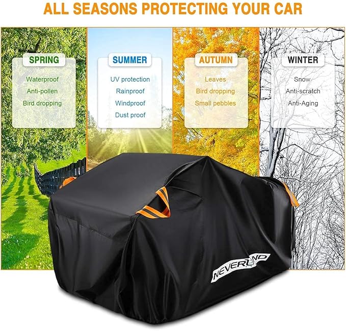 NEVERLAND ATV Cover Waterproof Heavy Duty 300D All Weather Protection Up to 82'' 4 Wheeler Covers Outdoor Storage Compatible with Polaris Sportsman Yamaha Honda Kawasaki KFX with Reflective Strips