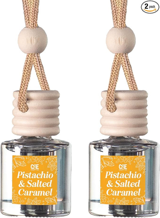 CANDECraftCo Car Air Hanging Fragrance Oil, Car Auto Freshener for Essential Oils, Scents Fragrance Aromatherapy Automobile Diffuser, Long Lasting (Pistachio & Salted Caramel)