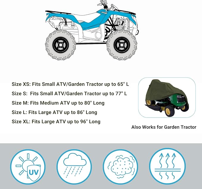 EliteShield Lightweight ATV Cover, Weatherproof Quad Cover, Water and Wind Resistant Four Wheeler Cover for Polaris Kawasaki Yamaha Suzuki Honda Arctic Cat Can-Am, Camo Color fits up to 86" Long