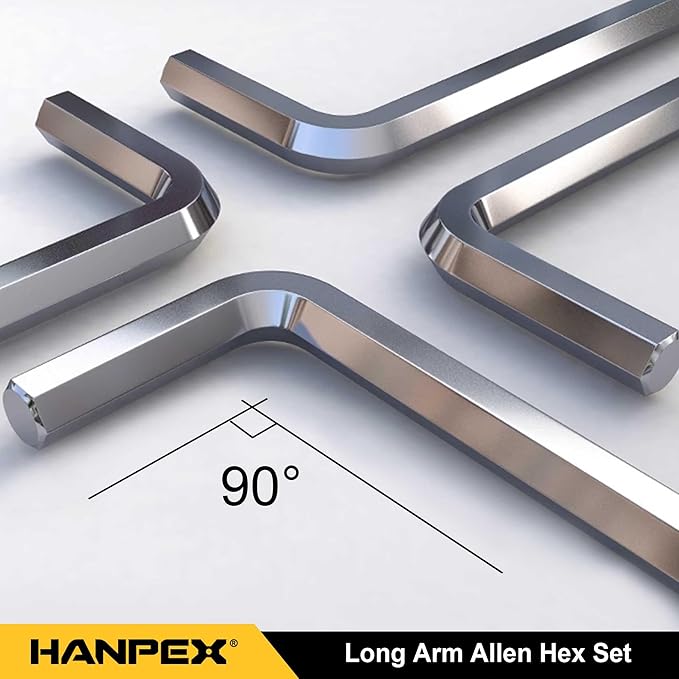 Long Arm Hex Key Allen Wrench Set with Ball End, Ball-End Hex Allen Key Set Chrome Vanadium Steel(Cr-V), Tamperproof TORX L- Key Set (9Pc Metric)