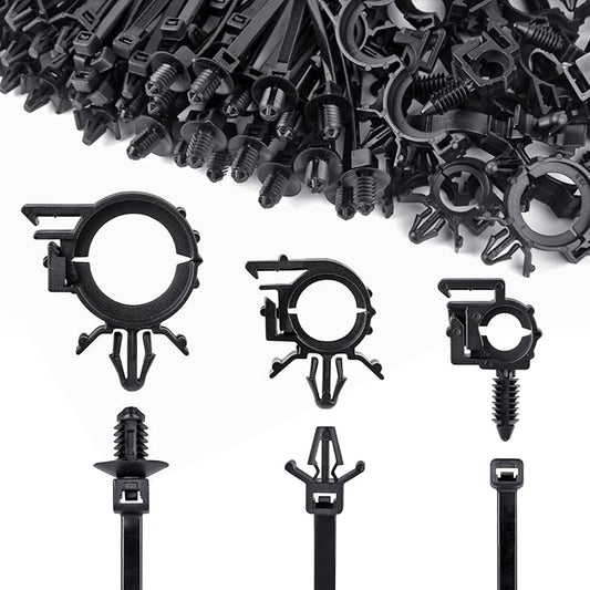 180pcs Nylon Universal Cable Tie Buckle, Push Mount Cable Zip Tie with Car Wire Loom Routing Clips, Universal Compatible with GM Ford Trucks Cars Sedan UTV Engine Bay Self Locking Straps