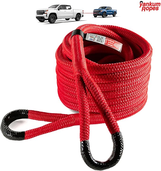 Yankum Kinetic Recovery Rope - Heavy Duty 3/4" x 30' Tow Rope, Off-Road & Vehicle Recovery, Kinetic Energy Ropes for 4x4, Jeep, and Trucks, Made in USA – Rubber Boa Series