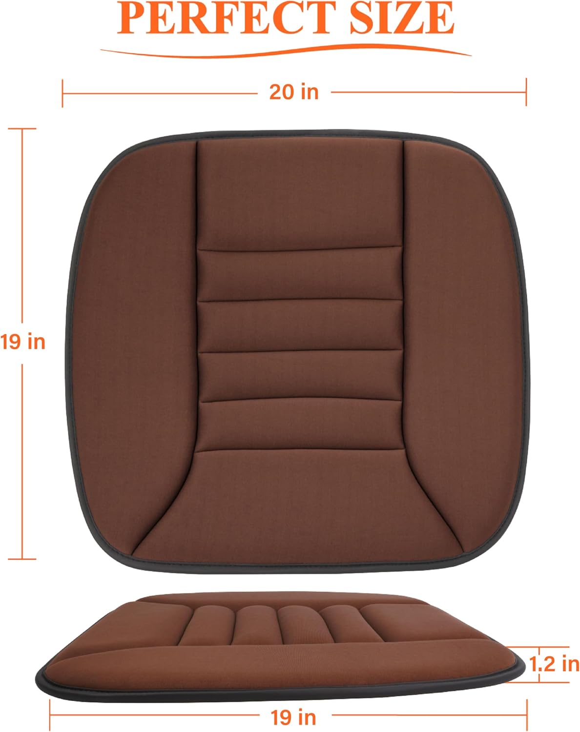 kingphenix Car Seat Cushion with 1.2inch Comfort Memory Foam, Seat Cushion for Car and Office Chair (Brown)