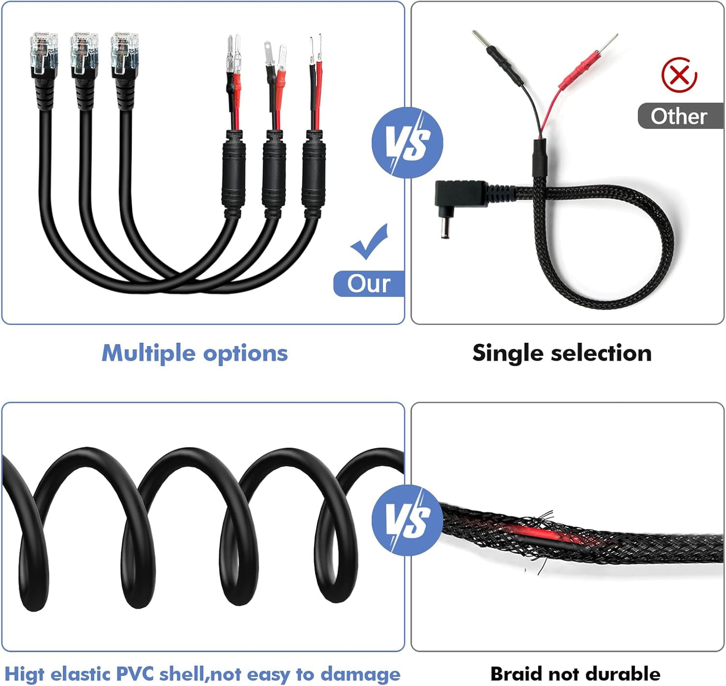 Radar Detector Hardwire Power Cord,Rearview Mirror Plug Cable,with Inline Fuse Holder,Suitable for Escort Beltronics Valentine One Cobra Whistler Radar Detector,3-Piece Set,9.8'' (RJ11)