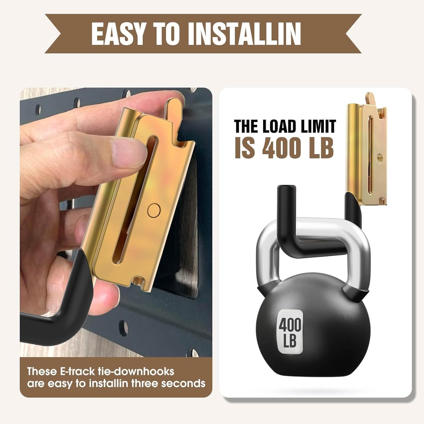 E Track Hook E Track Accessories ，E Track Accessories for Enclosed Trailer The dip molding Process is More Rust Resistant (4PCS E Track J Hooks+4PCS J Hooks Slot)