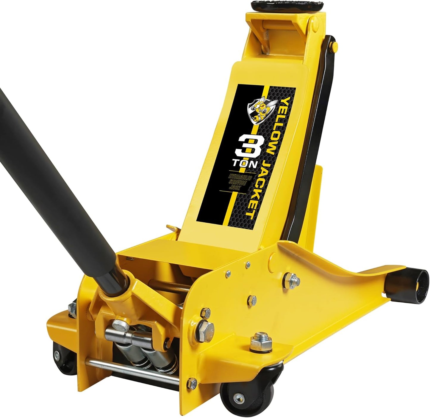 YELLOW JACKET 3 Ton Hydraulic Floor Jack Dual Pump for Quickly Car Lift, Low Profile Service Jack, 6600 lb Capacity