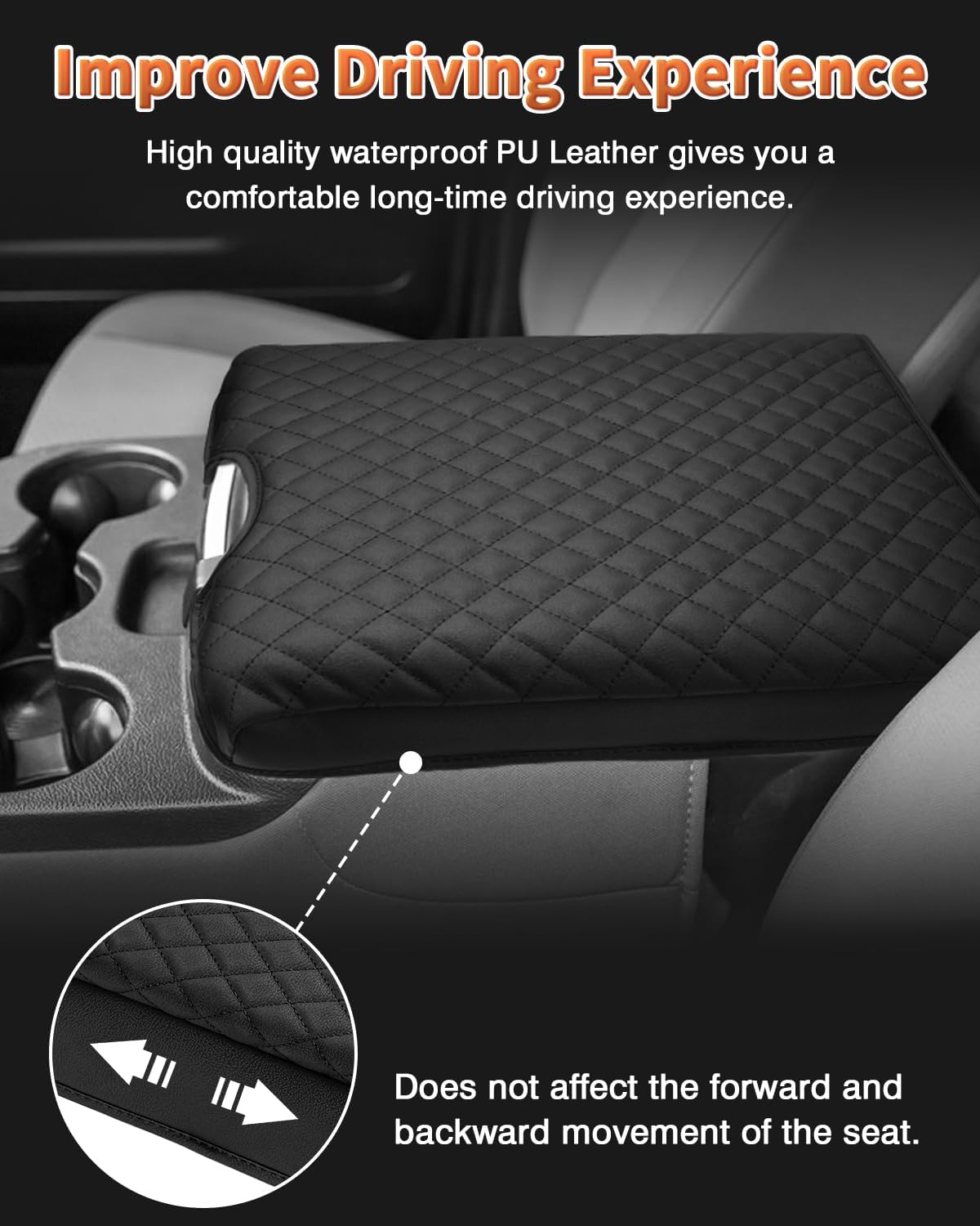 Shademax Center Console Cover for 2013-2018 Ram 1500 & 2013-2024 Ram 2500/3500/1500 Classic Accessories Armrest Cover Cushion Pad for Jump Seat Console Leather Armrest Seat Box Console Lid Protector