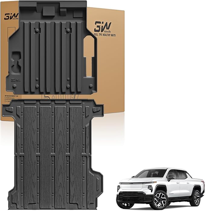 3W Front Trunk Mat & Trunk Bed Mat Fit Silverado EV/GMC Sierra EV/Sierra EV Denal 2024 2025 2026,All Weather TPE Custom Fit Car Accessories for Silverado EV/GMC Sierra EV/Sierra EV Denali
