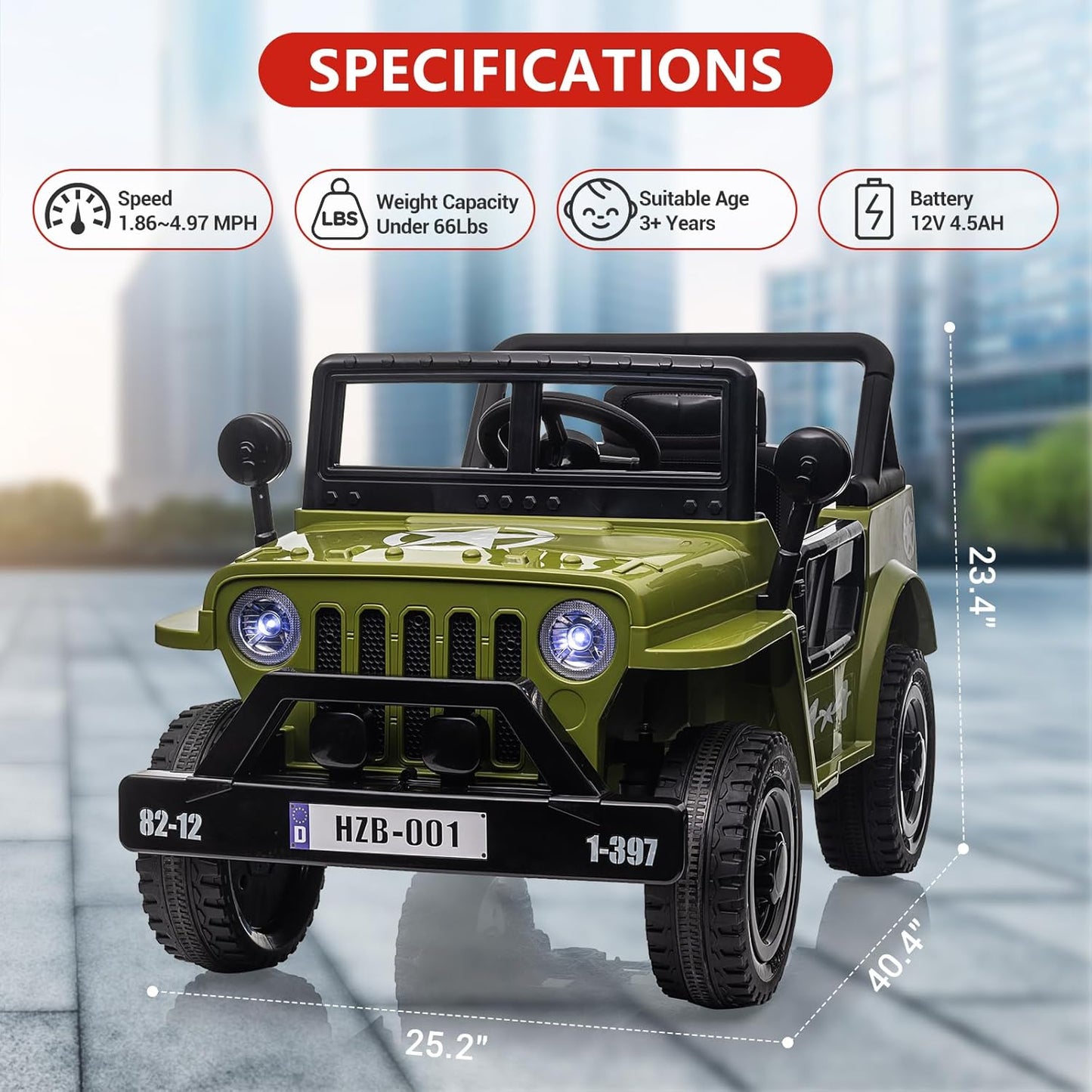 Ride On Car,12V Electric Car for Kids with Remote Control, MP3, LED Headlights, 2 Motors, Double Doors, Safety Belt, Ride On Toys for Boys Girls