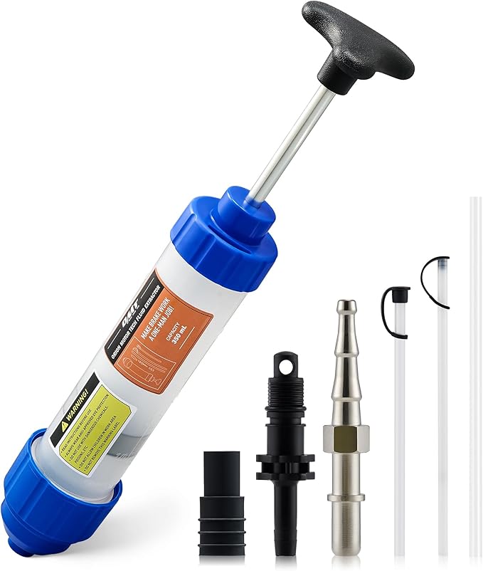 Orion Motor Tech Fluid Extractor Pump, 350mL Oil Extractor Pump, Manual Fuel Suction Fill Syringe with 3 Hoses for Automotive Transmission Brake Fluid Transfer Steering Gear Engine Oil Change