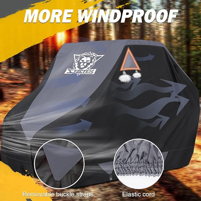 XYZCTEM UTV Cover,Outdoor Waterproof All-Weather Protection UTV Cover Compatible with Polaris RZR Can-Am Yamaha Honda Kawasaki Suzuki,and More.with Upgraded Windproof Straps,Vent(Grey,4-6 Seater)