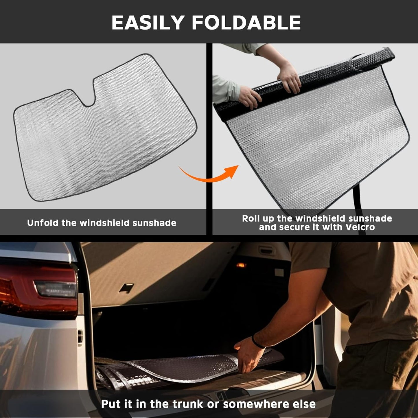 Windshield Sun Shade for Ford EcoSport 2018-2022 - 5-Layer Bubble Foldable Front Window Shade Sun Visor Accessories - Blocks Heat & UV Ray