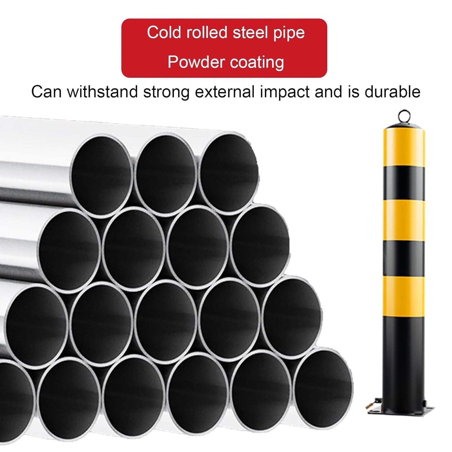 Steel Safety Bollard Post, with Lock Bollard Post Removable Security Posts, Parking Bollards, Parking Barriers Concrete, Powder Coat, for Parking Lot, Driveway and Sidewalk(Black (3pcs),75cm/29.5in)