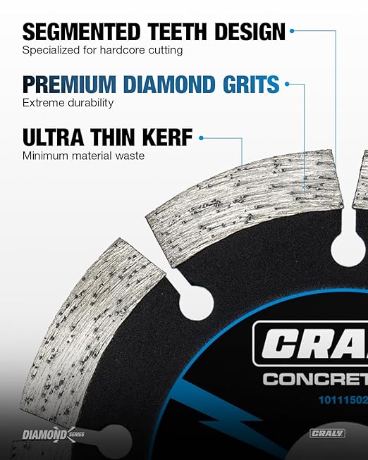 CRALY 4-1/2 Inch Super Thin Segmented Diamond Blade, 7/8 in Arbor, 4.5'' Diamond Stone Blade for Angle Grinder & Masonry Saw, Diamond Cutting Wheel for Cutting Concrete, Brick, Granite, Block, 5PC