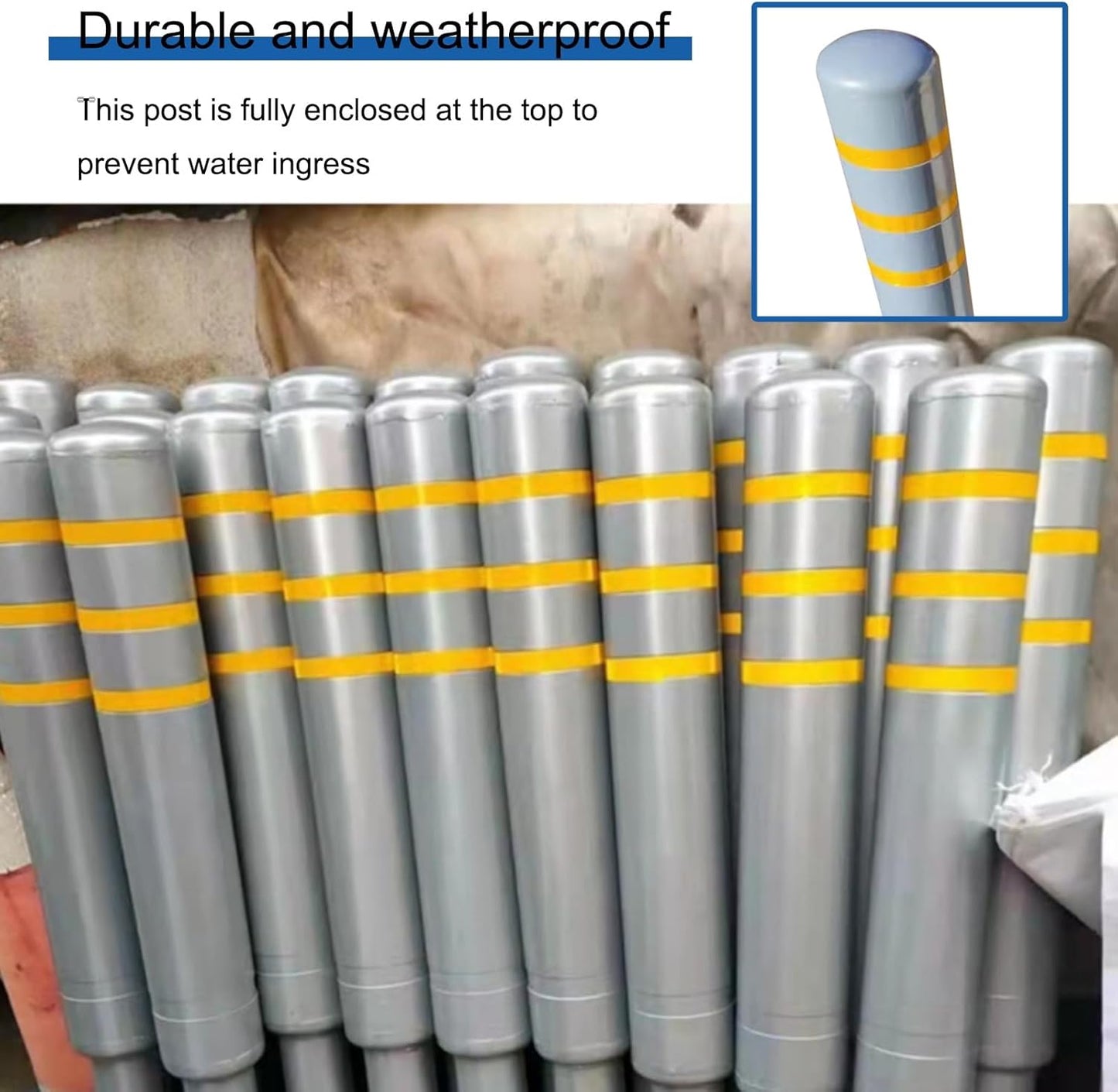 Metal Safety Bollard, Car Parking Protection Posts, Personal Garage Driveway Barrier, Crash Column Safety Warning Column, for Traffic Control(Gray (4PCS))