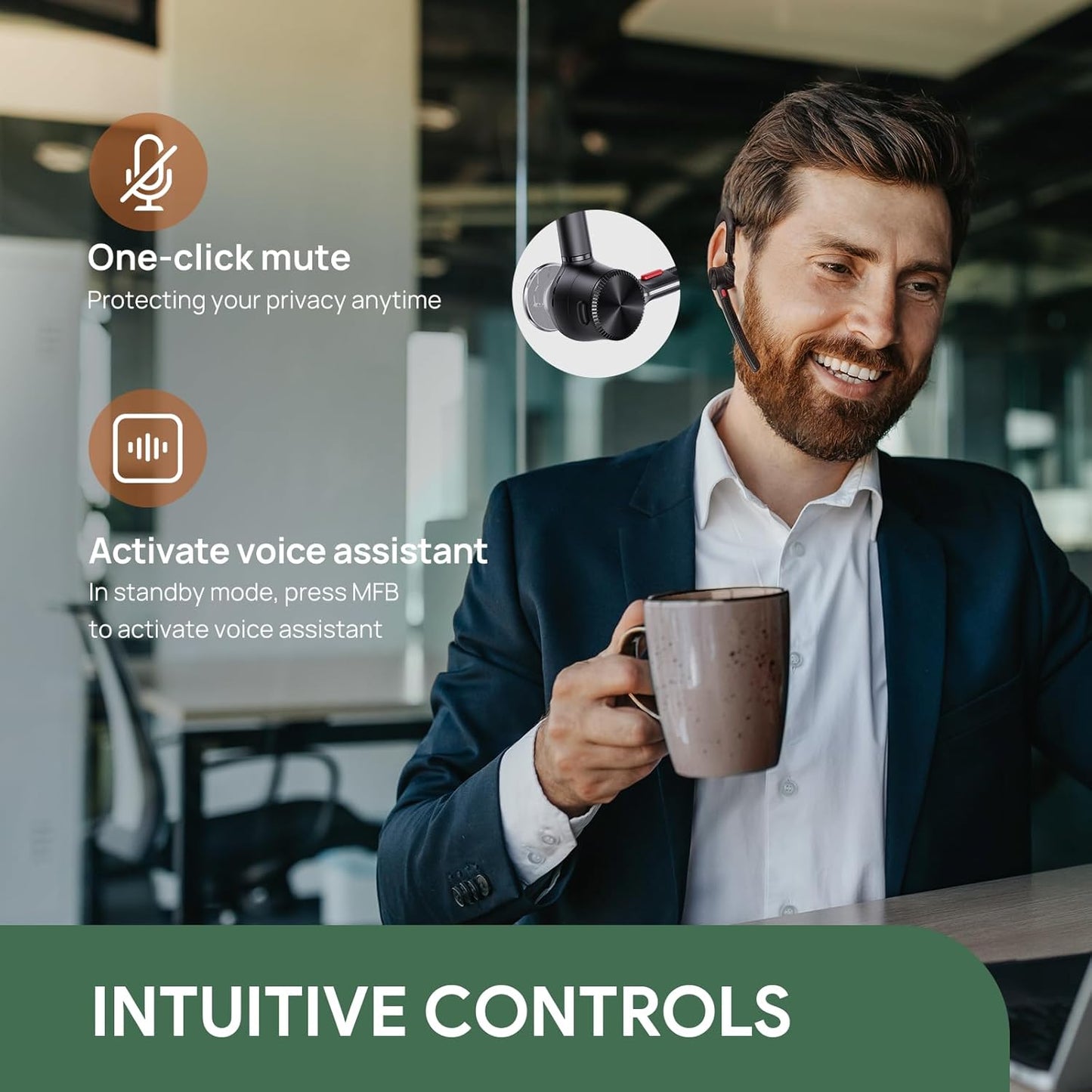 Yealink Bluetooth Headset Workstation, Office Wireless Headset with Mic, Speakerphone, Wireless Charging Pad, Charging Case, USB-C/A Dongle,Connect to Desk Phone, PC, Work with Teams Zoom