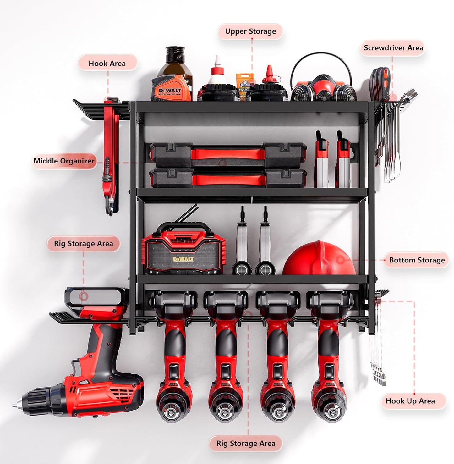 Power Tool Organizer - Garage Tool Holder and Storage (Black, B)